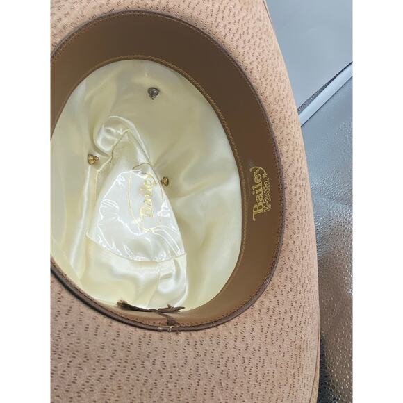 Vintage Bailey U-Rollit Tan Suede Cowboy Hat Size 7 Feathers Oklahoma Pin‎ - Picture 5 of 8